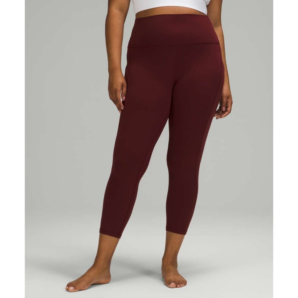Lululemon Align High Rise Crop Pockets Leggings 23" 0 Red Merlot Stretch Athleti